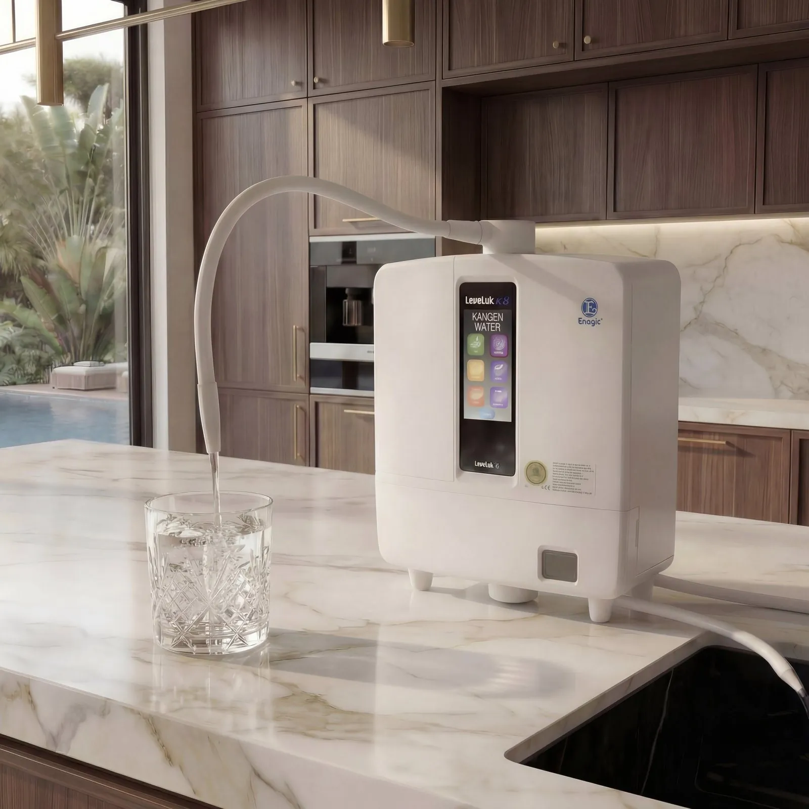 The LeveLuk K8 on a marble counter